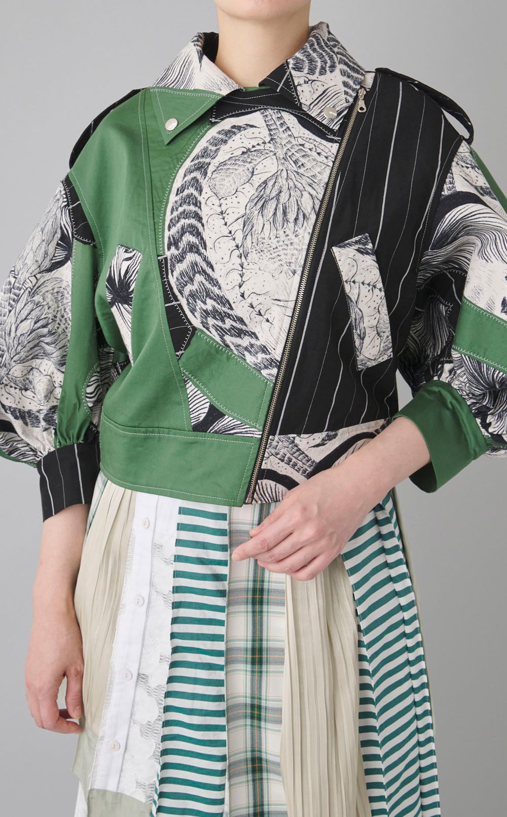 【roop】パフスリーブライダースジャケット