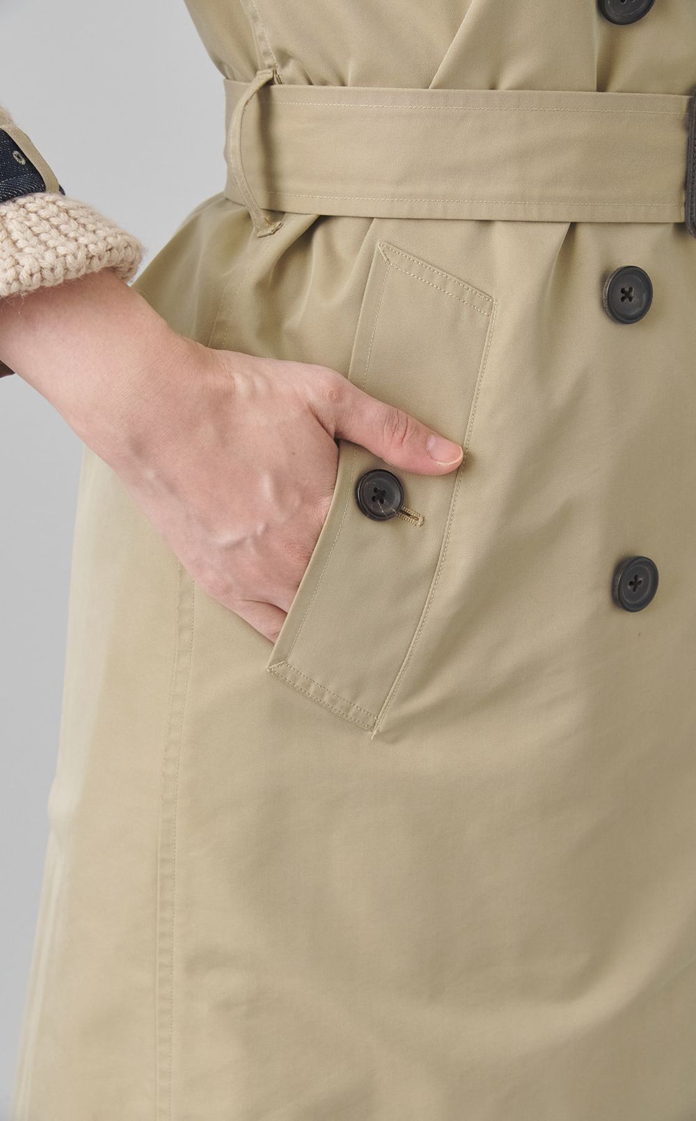 【roop】デニムローゲージニットトレンチコート