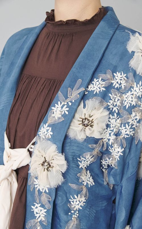【roop】藍染&手刺繍の着物の羽織