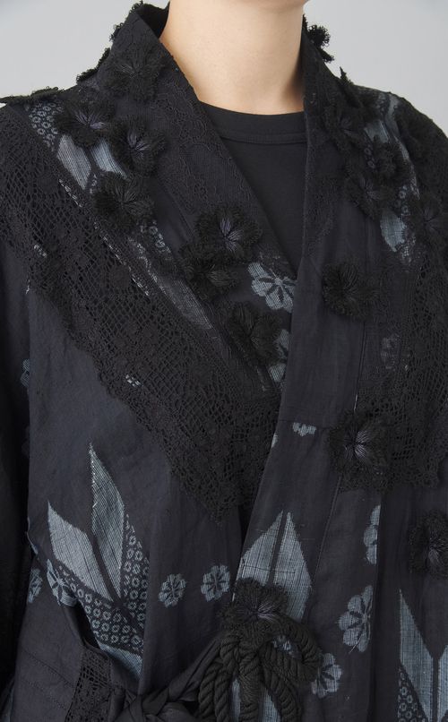 【roop】花（機械刺繍）&レースの着物の羽織