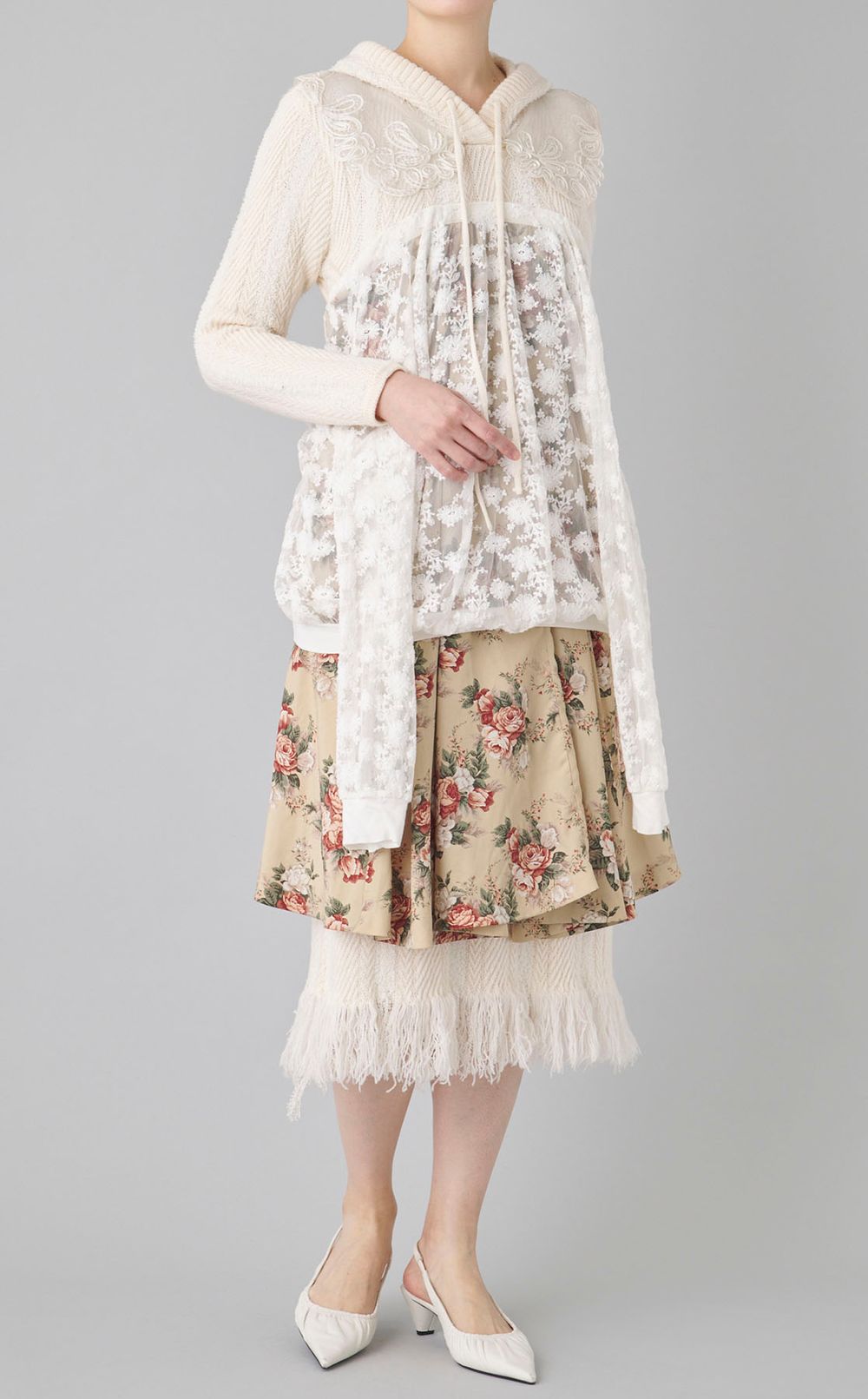 【roop】lace veil one-piece