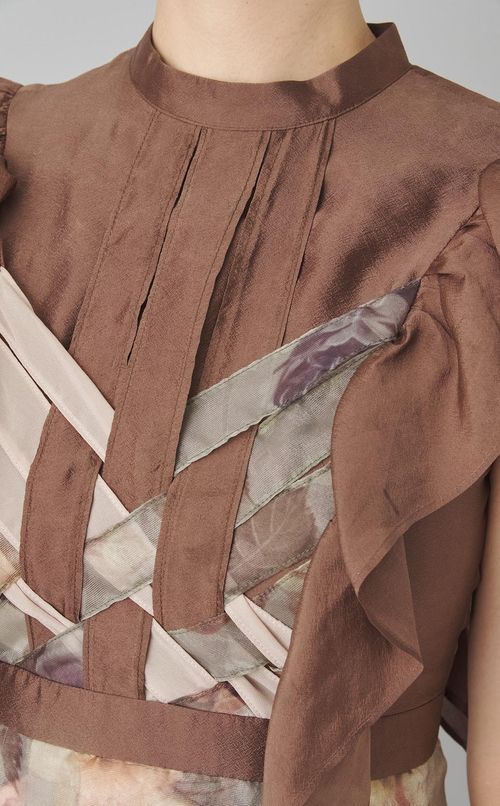 【roop】異素材編みレイアワンピース