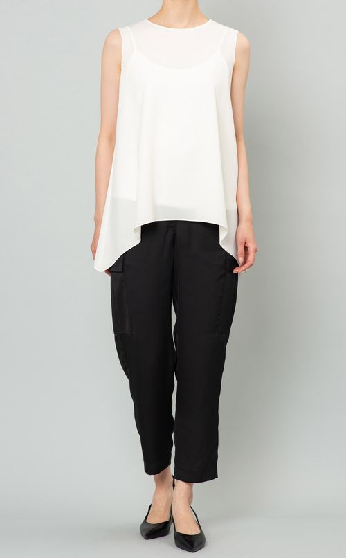 サテンプルオンカーゴパンツ