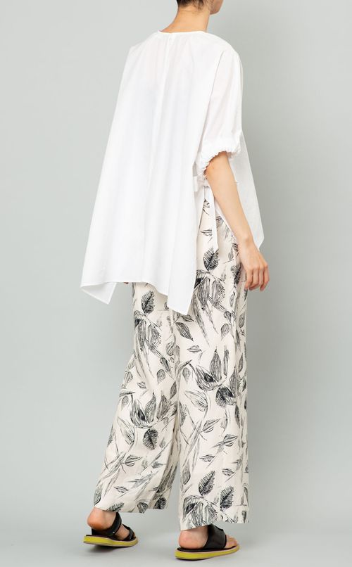 リネン混プリントイージーパンツ