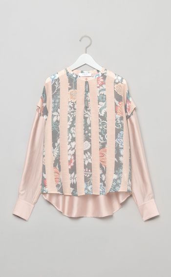 フラワープリントストライプブラウス