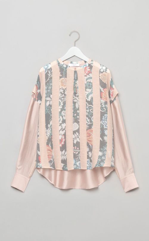 フラワープリントストライプブラウス