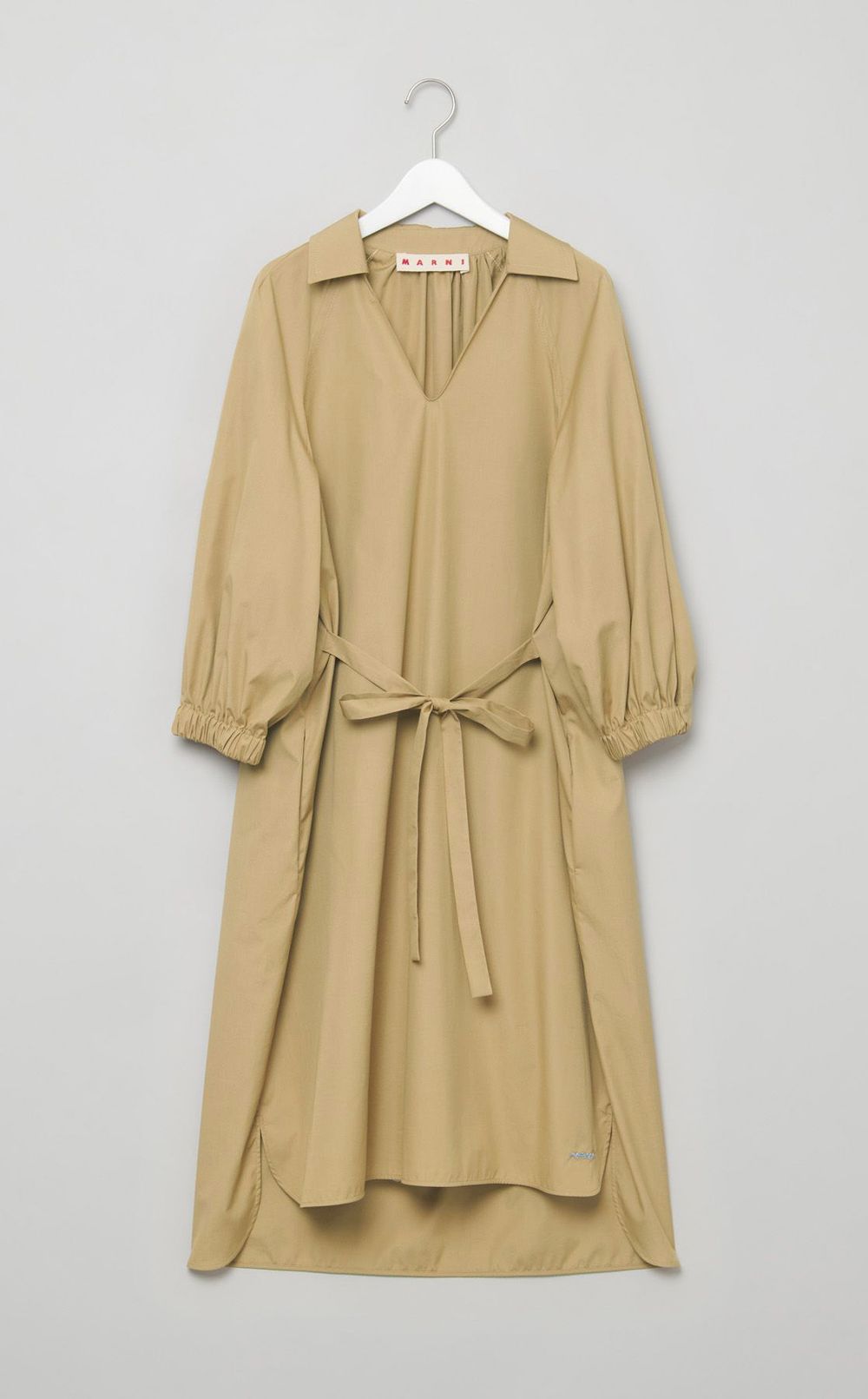 ギャザースリーブソリッドワンピース