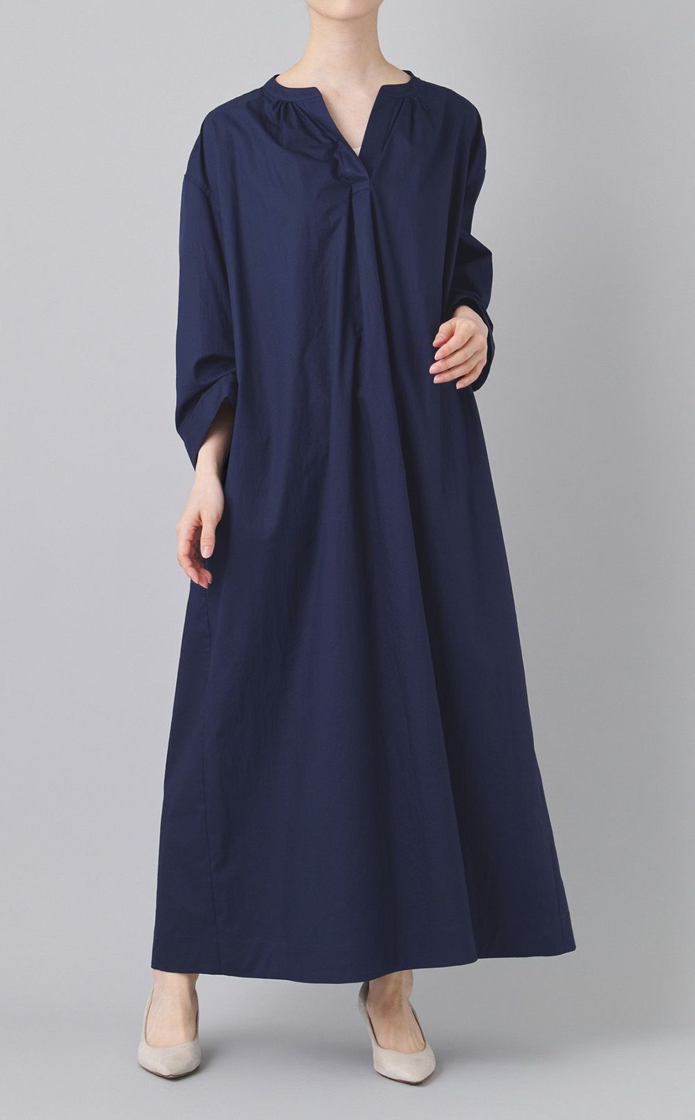 ボリュームスリーブスキッパーワンピース