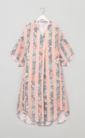 フラワープリントストライプワンピース