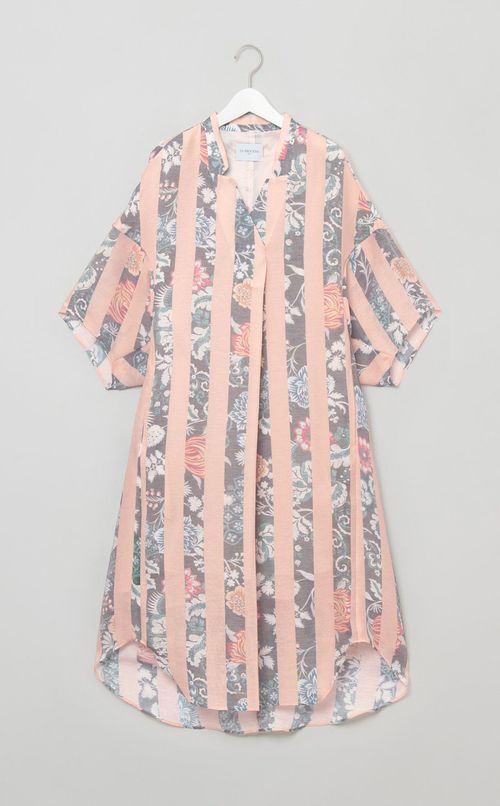 フラワープリントストライプワンピース