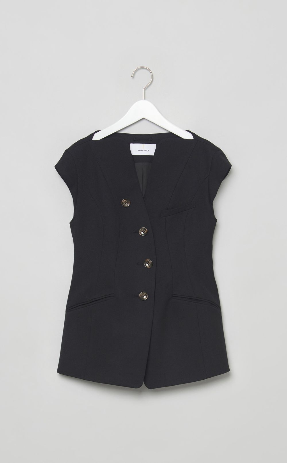 変形ネックノースリーブジャケット