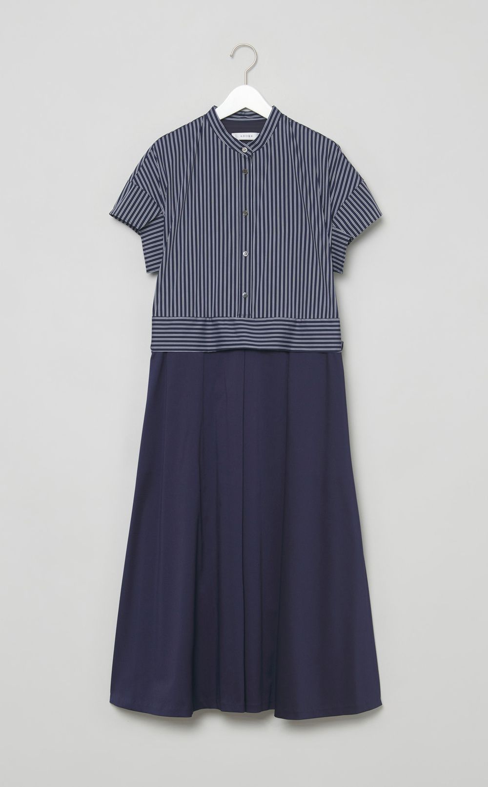 ストライプシャツドッキングワンピース