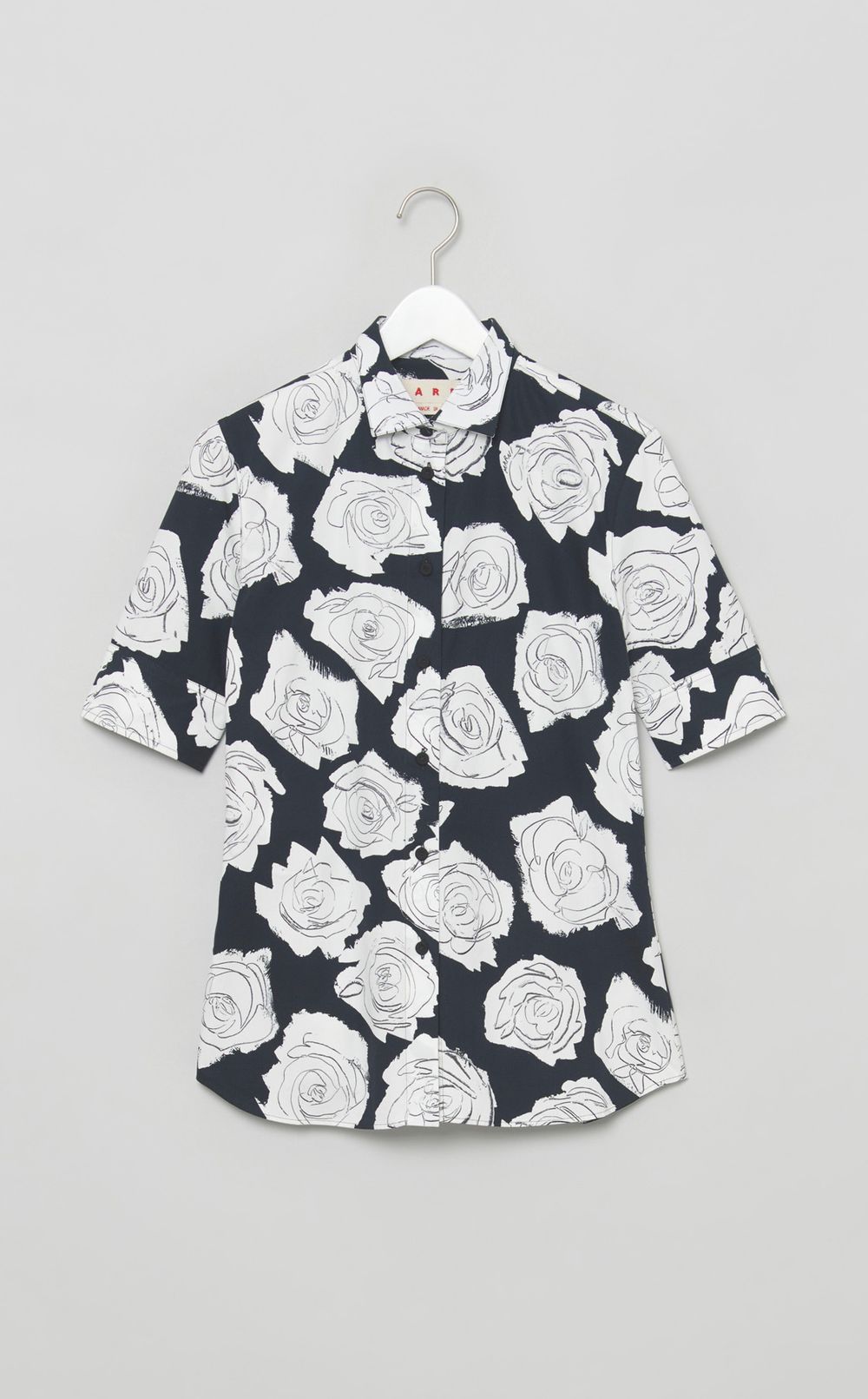 ローズプリントショートスリーブブラウス