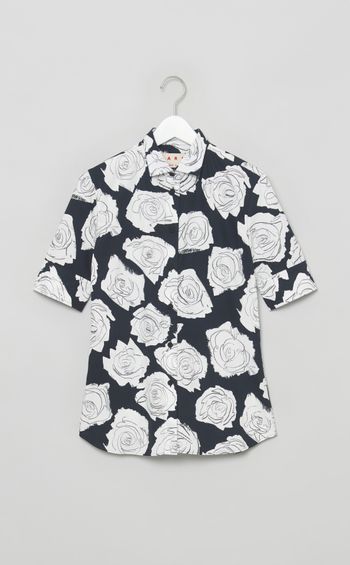 ローズプリントショートスリーブブラウス