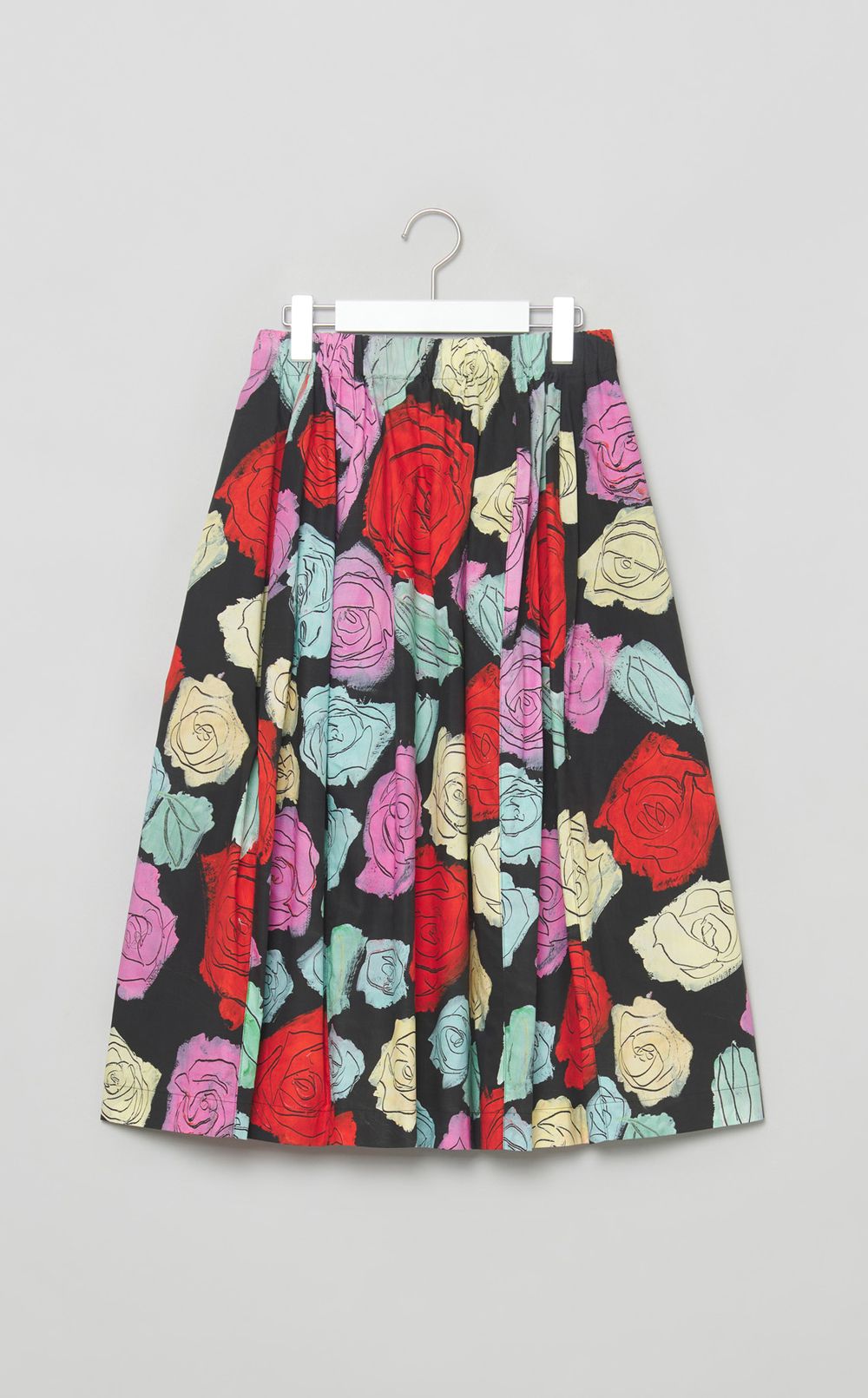 マルチカラーローズプリン卜スカート