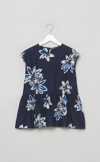 アイレットフラワープリントブラウス