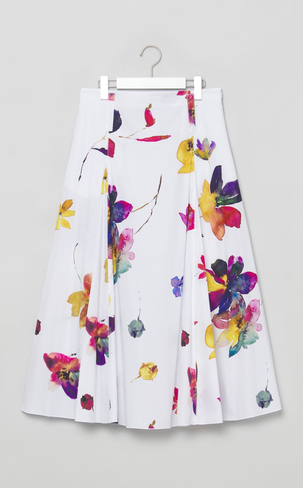 コットンフラワープリントフレアスカート