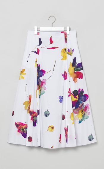 コットンフラワープリントフレアスカート