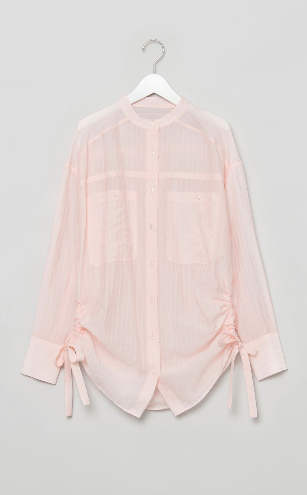 サイドギャザーバンドカラーシャツ