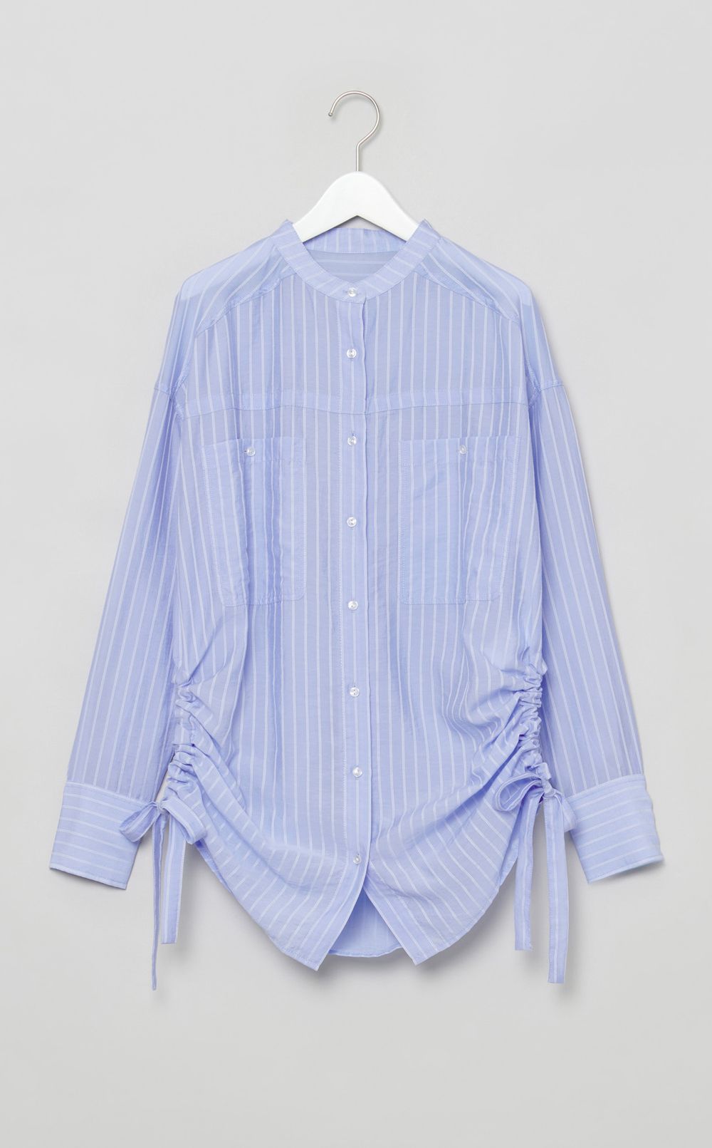 サイドギャザーバンドカラーシャツ