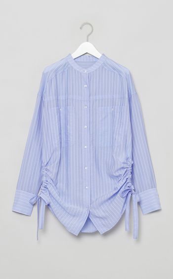 サイドギャザーバンドカラーシャツ