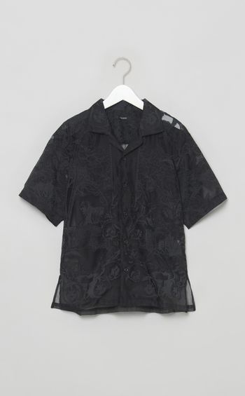 プリントシースルーオープンカラーシャツ