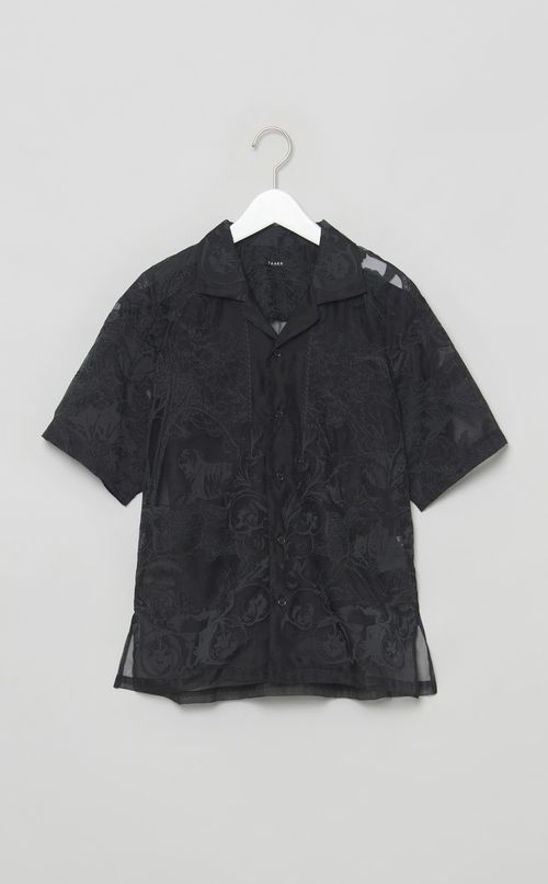 プリントシースルーオープンカラーシャツ