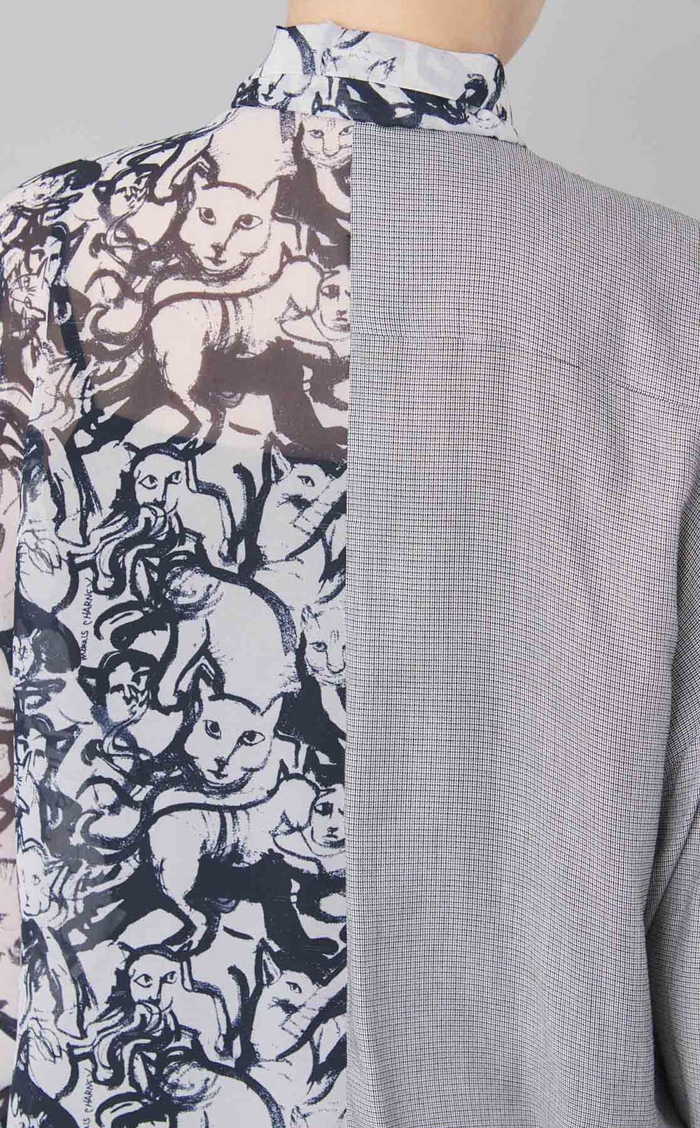【roop】アシンメトリーキャットシャツ