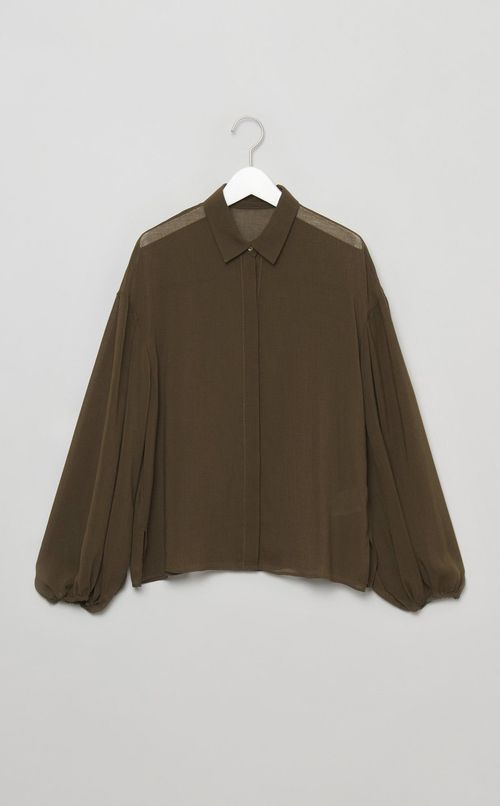 ボリュームスリーブシアーブラウス