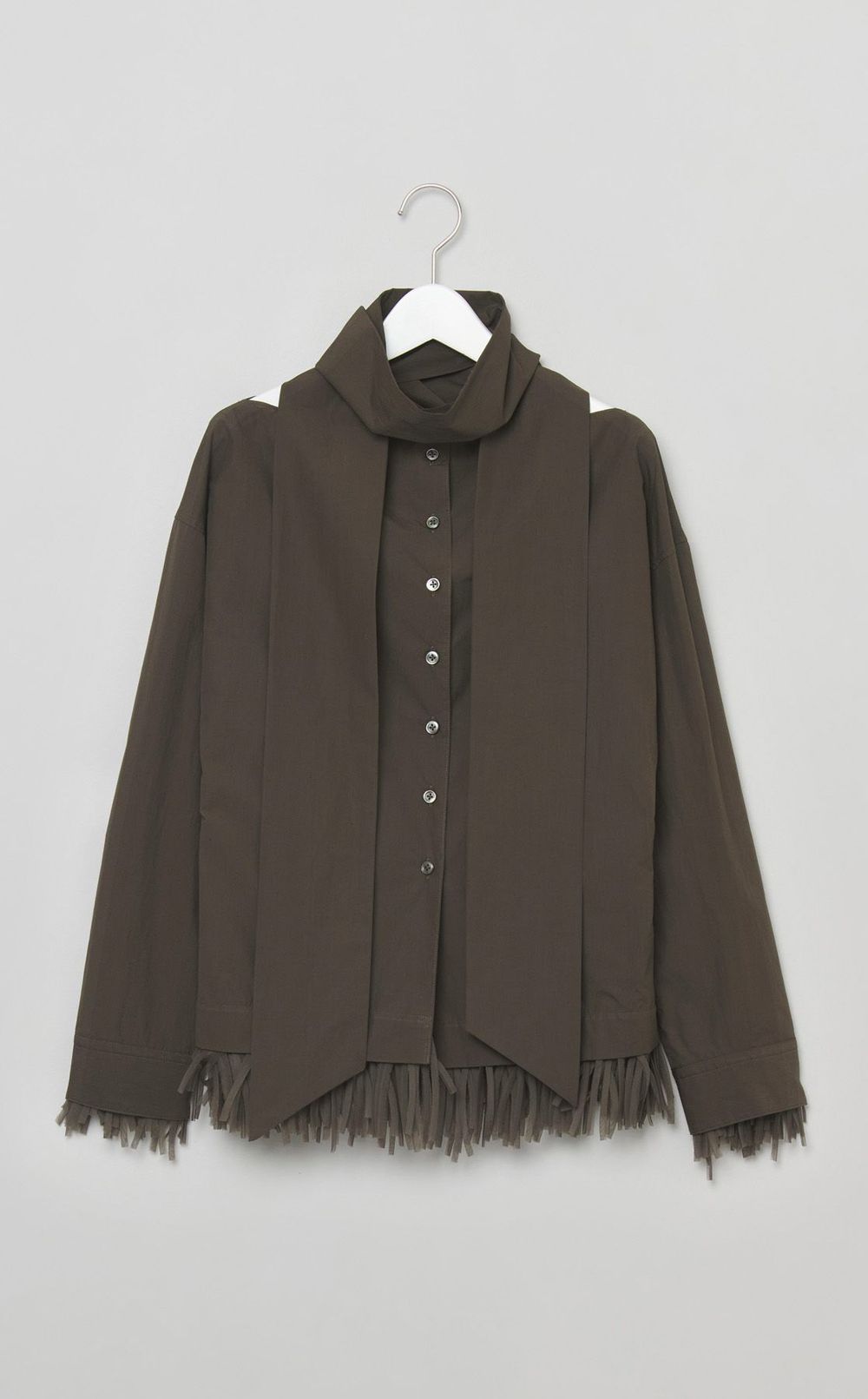 コットンスカーフ付フリンジブラウス
