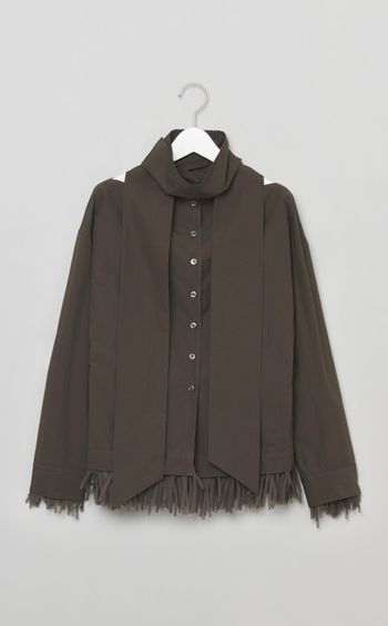 コットンスカーフ付フリンジブラウス