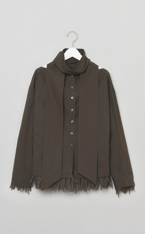 コットンスカーフ付フリンジブラウス