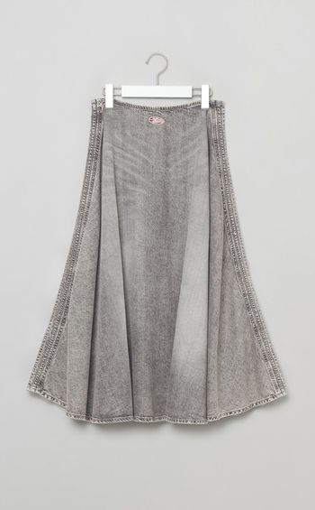 ウオッシュドデニムギャザーフレアスカート