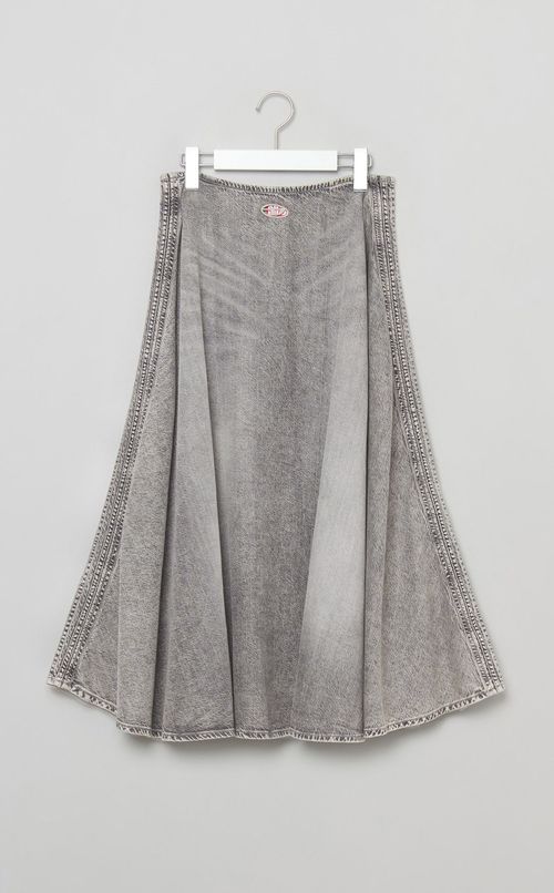 ウオッシュドデニムギャザーフレアスカート