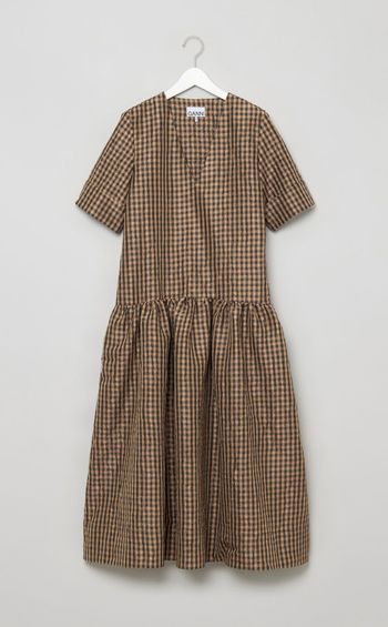 ギンガムチェックVネックワンピース