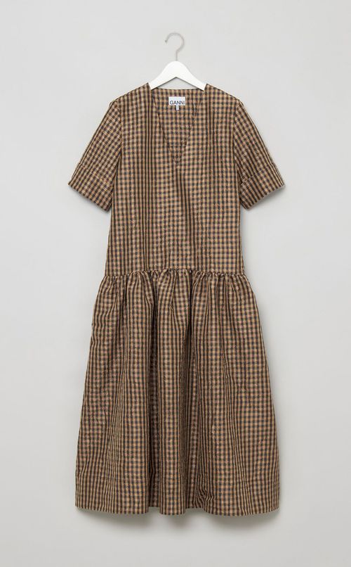 ギンガムチェックVネックワンピース