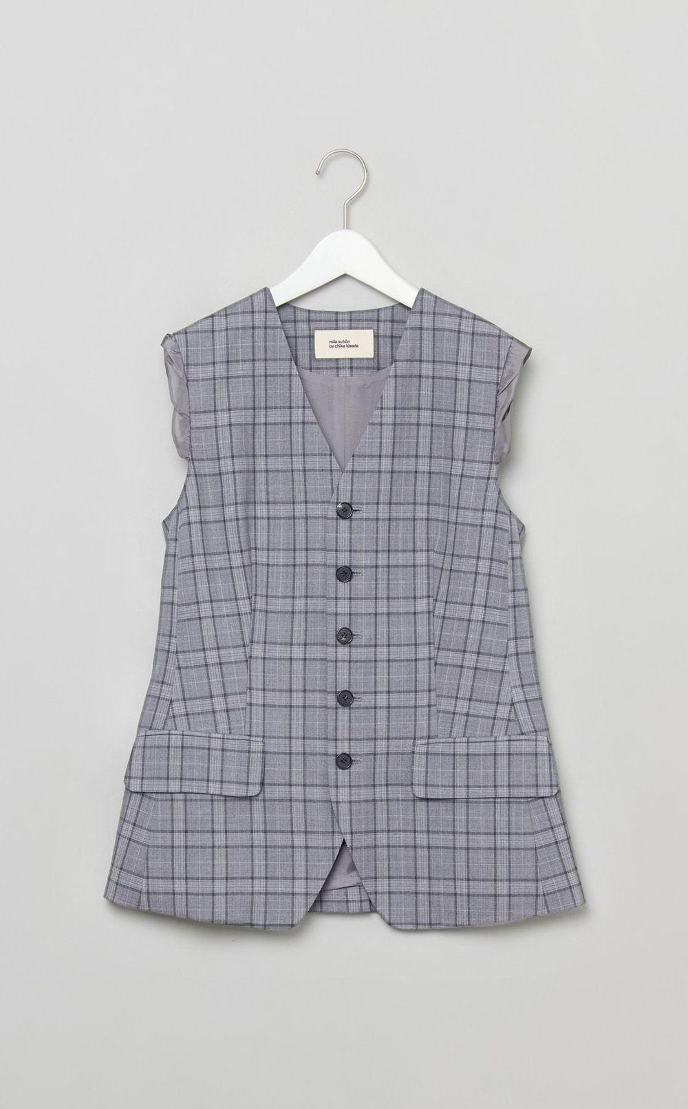 グレンチェックツイストトリムベスト