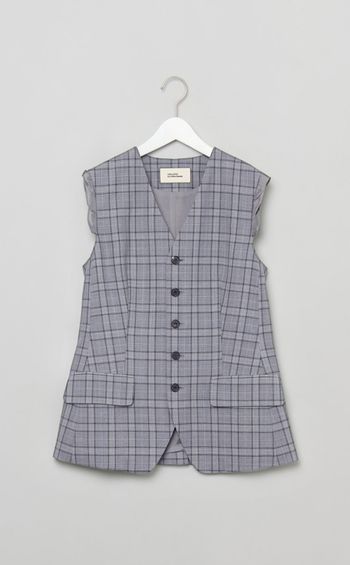 グレンチェックツイストトリムベスト