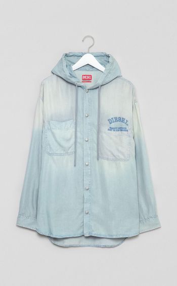 ライトデニムフードシャツ