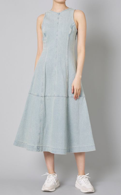 ライトデニムノースリーブワンピース
