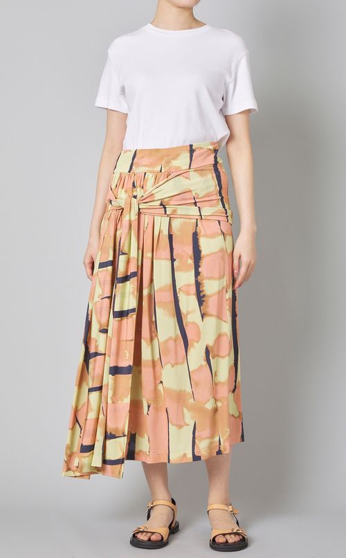 プリントサイドフリルミディスカート