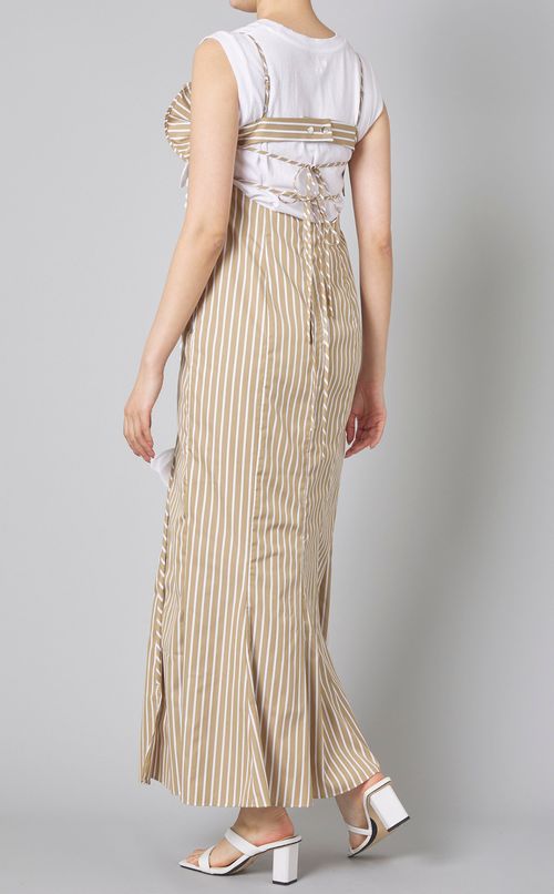 フラワーモチーフストライプワンピース