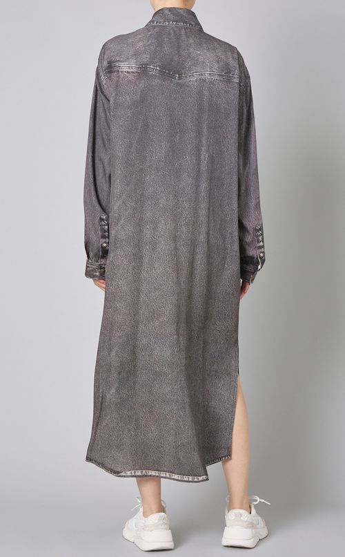 プリントデニムルーズシャツワンピース