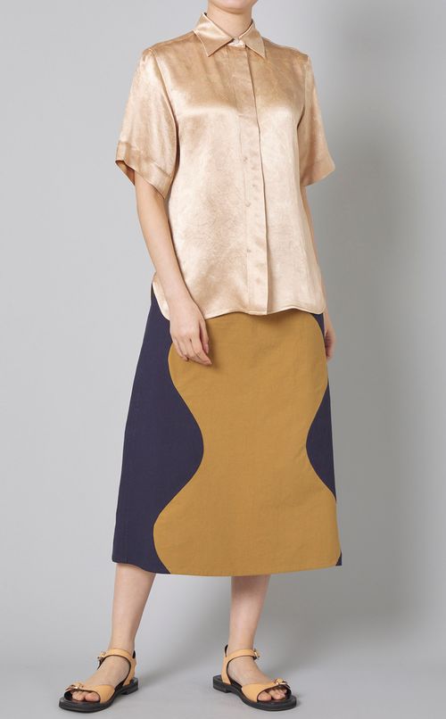 コットンバイカラースカート