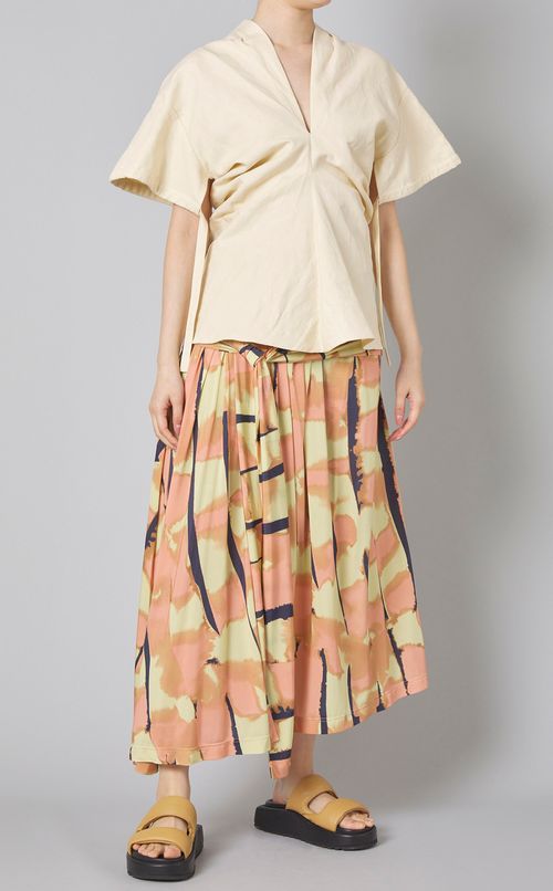 プリントサイドフリルミディスカート