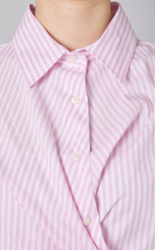 コットンストライプロゴカシュクールシャツ