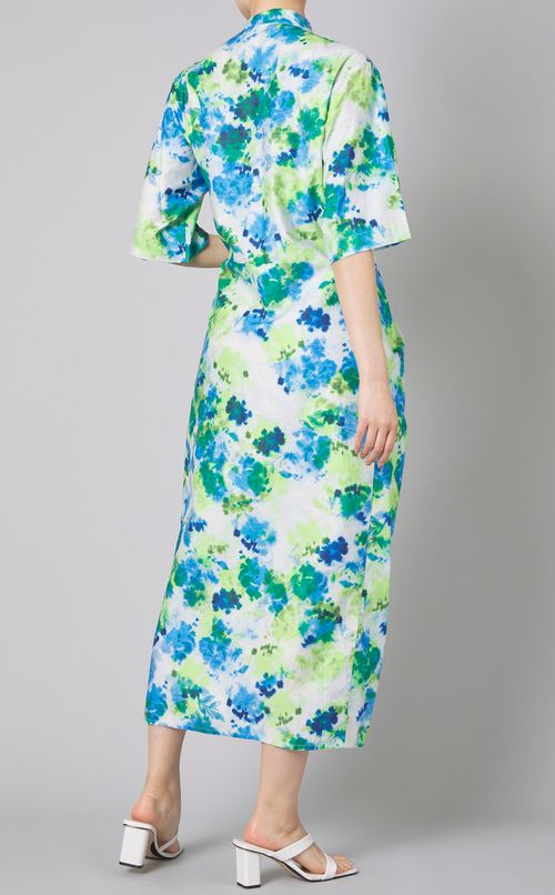 コットンプリント夕イフロントワンピース