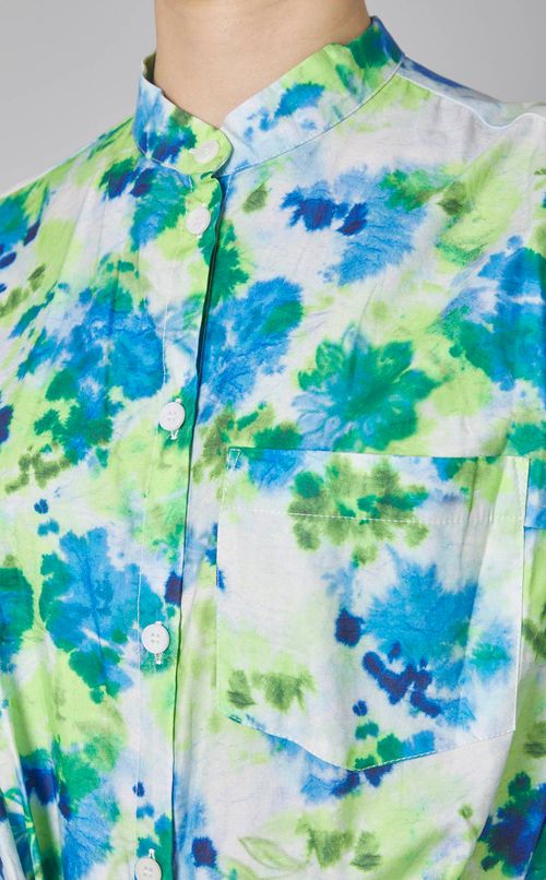 コットンプリント夕イフロントワンピース