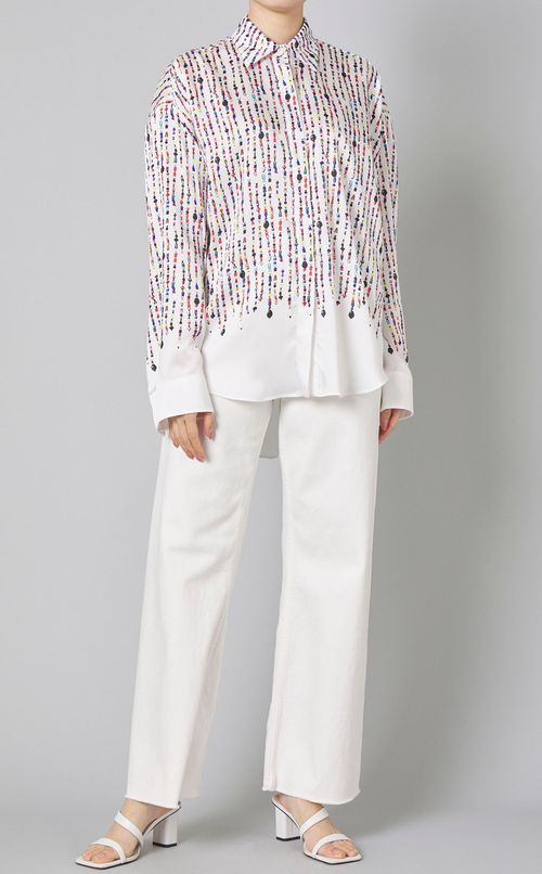 ビーズプリントロングスリーブシャツ