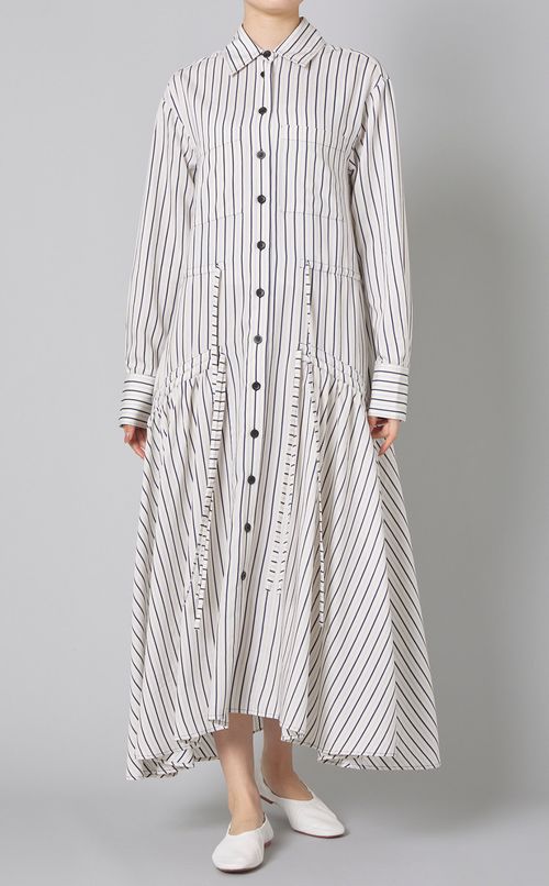 ストライプロングシャツワンピース